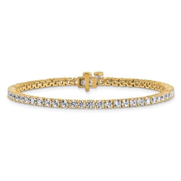 14k Yellow Gold 5cttw Certified Lab Grown Diamond Tennis Bracelet - Picture 4 of 5